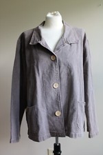 Focus L Brown Textured Cotton Button Front Patch Pockets Lagenlook Jacket Sj1