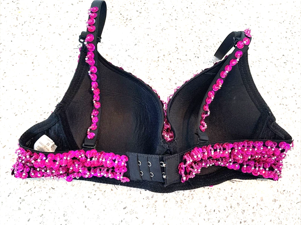 Sujetador Lydia rosa con cuentas de lentejuelas talla mediana Foto 4 de 4