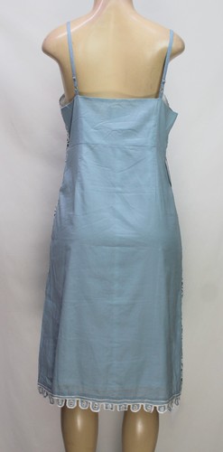 Hibis Lace Works Women's Dress Sleeveless Lined Embroidered Blue/White Size L - Picture 7 of 7