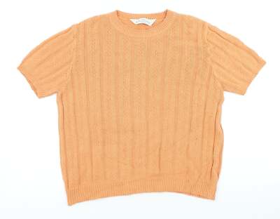 Marks and Spencer Damen Pullover Orange U-Ausschnitt Acetatmischung Größe M
