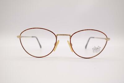 Vintage Luxottica 2121 Placcato Oro Oro Rame Ovale Occhiali Montatura NOS 