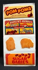 Pom Poms Barnums Animal Crackers & Sugar Babies Puffy Sticker Sheet Old Stock