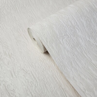 Ivory off white gold metallic crashed faux silk fabric plain textured Wallpaper 