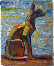 CaT kiTTeN  MoDERN ORIGINAL OIL█PAINTING█VINTAGE ART█SIGNED ANIMAL PET FELINE NR