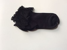 1 PAIR LADIES VINTAGE STYLE LACEY LOOK ANKLET SOCKS CUTE FUN BLACK