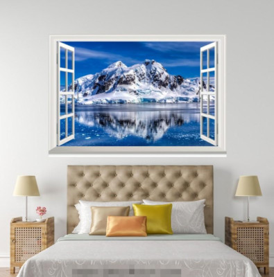 3D Schnee Berg 54 Offen Windows WallPaper Wandbilder Mauer Druck Deco Carly