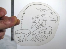 vtg 1960s 70s Tattoo Flash acetate stencil Eagle Head and Banner signed EA2