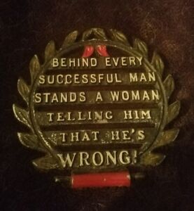 Vintage Wall Hanging Black Metal Trivet Behind Every Successful Man Quote Ebay