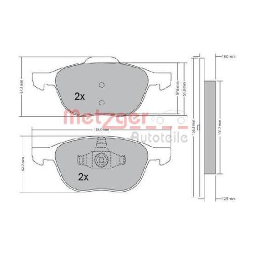1x Metzger Bremsbelagsatz u.a. für Ford Kuga 1 DM2 2.5 2 2.0 1.5 | 157030 - Bild 1 von 1