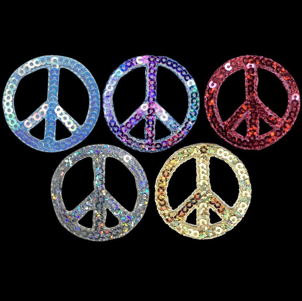 Retro Hippie Peace Sign with Daisy Embroidered Iron on sew