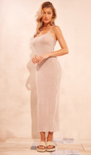 PrettyLittleThing Taupe Ribbed Stripe Strappy Midaxi Size 8