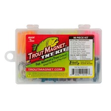82 Pc Leland's Trout Magnet TNT Kit Jig Lures & Plastic Fishing Baits In Case