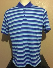 Nike Golf Tour Performance Men's Size Large Dri-Fit Blue Striped Polo Shirt L