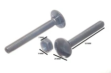 240 By Coach Carriage Bolt M10 by 50MM BZP With Nut Fully Threaded