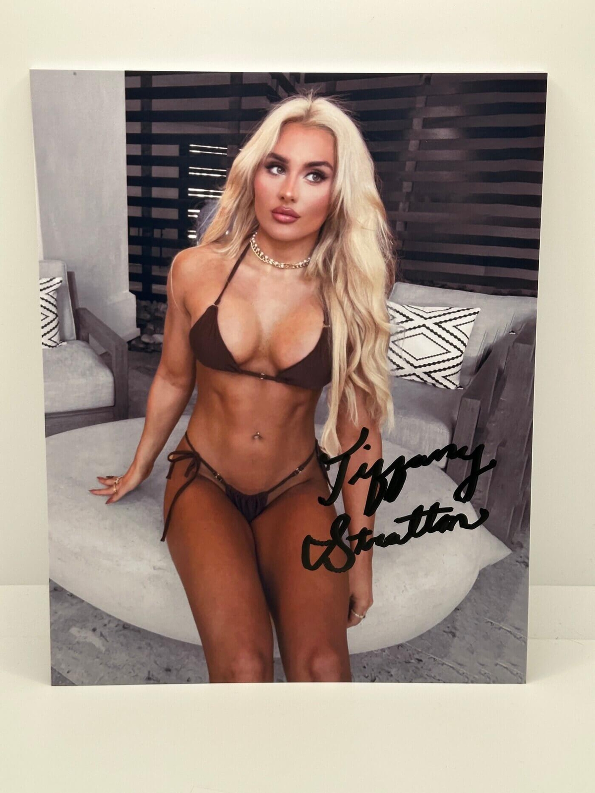 Tiffany Stratton Brown Bikini Signed Autographed Photo Authentic 8X10