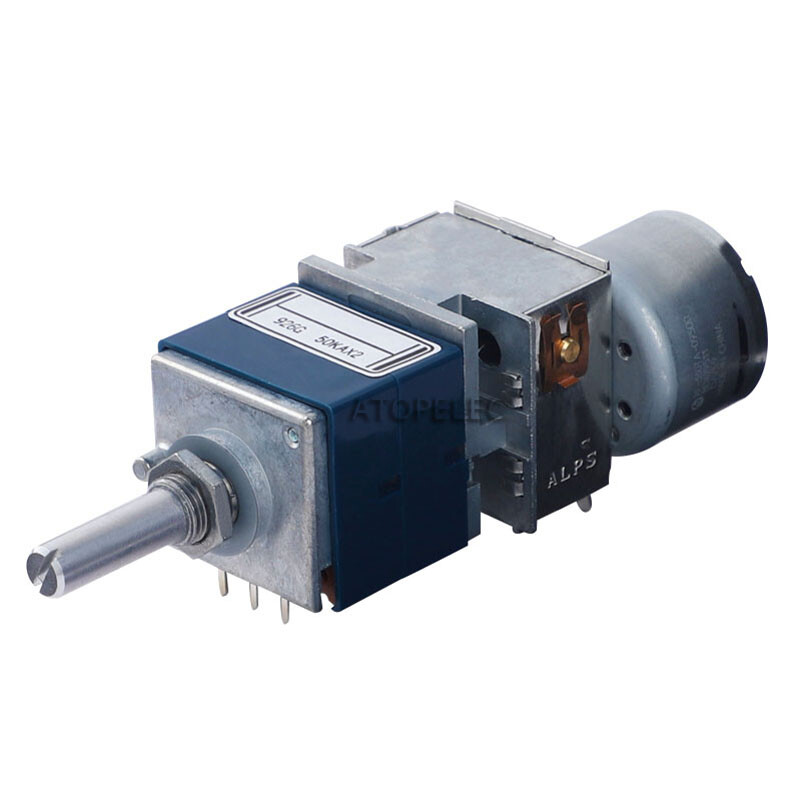 Japan ALPS RK27 50KAX2 Motorized LOG Stereo Potentiometer