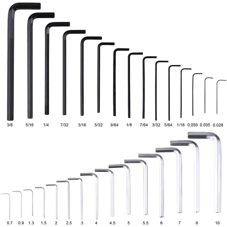 30Pcs Allen Wrench Hex Key Long and Short Arm Set 0.028 - 3/8" and 0.7 - 10mm - Image 4 of 4