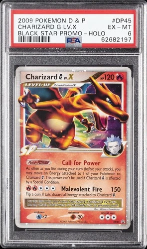 2009 POKEMON DIAMOND & PEARL BLACK STAR PROMO HOLO #DP45 CHARIZARD G LV.X PSA 6