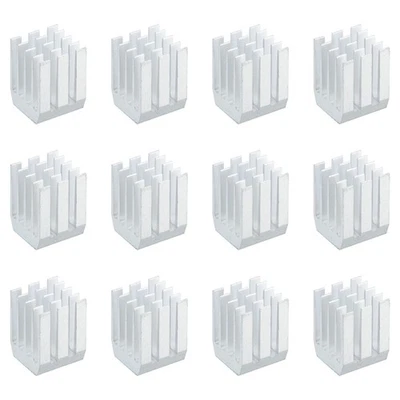 12x Kühlkörper 9x9x12mm Alu mit therm. blauem Aufkleber weiß - Bild 1 von 4
