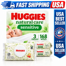 Huggies Natural Care Sensitive Fragrance-Free Baby Wipes 3 Pack 168 Count