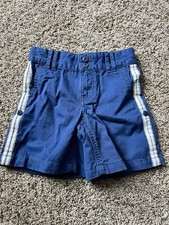 Ralph Lauren Boys Chino Shorts 4T Blue/White Striped Sides Cotton Pockets