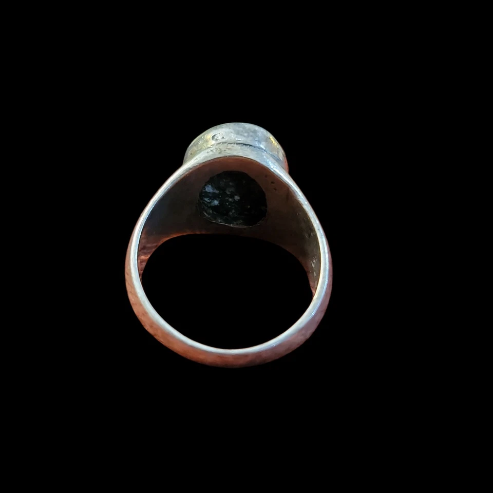  Anillo De Colección 925 Esterlina Verde Malaquita Ovalado Piedras Preciosas Talla 7 Artesanal Naturaleza Foto 3 de 4