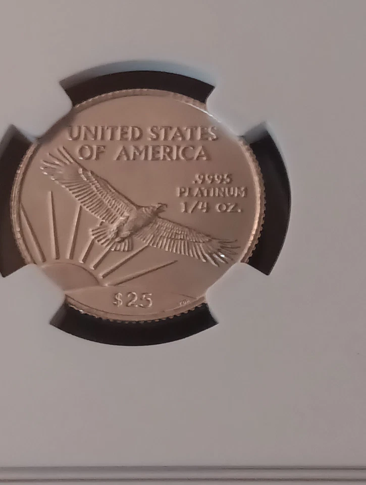 1997 PLATINUM $25 AMERICAN EAGLE 1/4oz STATUE OF LIBERTY NGC MS 69 - Image 2 of 2