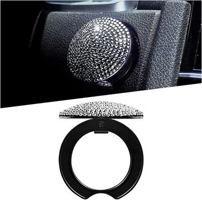 Universal Car Engine Start Stop Button Cover with Rhinestone Crys Color: White