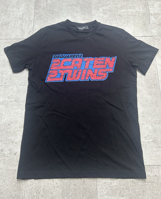 Dsquared2 Herren T-Shirt L Normalgröße Schwarz Kurzarm Rundhals Logo Print