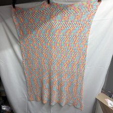 Hand Crocheted Baby Afghan Crib Blanket Pastel Handmade Unisex Lap Throw CUTE   