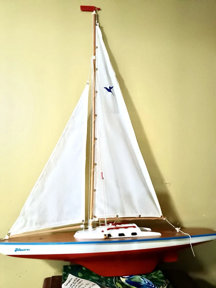 Vintage WOOD Sailboat POND Toy Boat SEIFERT Segelboote GERMANY Günther Albatros - Image 2 of 4