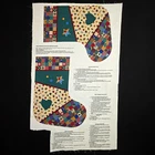 Primitive Christmas Stocking Fabric Panel Vintage 1970s Cotton