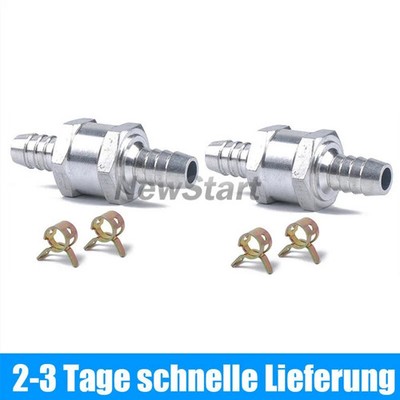 2X Rückschlagventil Benzin Diesel Kraftstoff 8mm Schlauch Check Aluminium DE