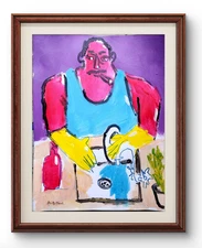 Original Art Dishes 14x11 Colorful Modern Art Acrylic Painting Paper