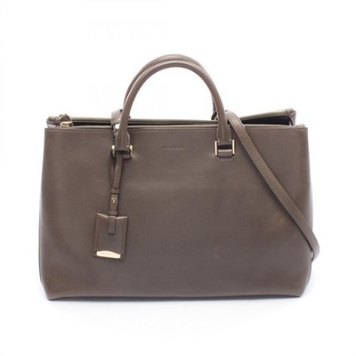 JIL SANDER 2-Way Leather Tote Bag Gray Pre-Owned