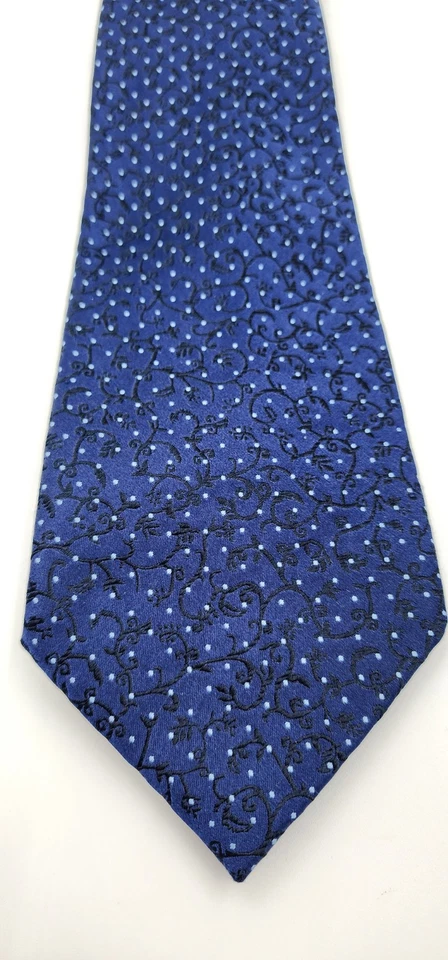 Sean John Men's Blue Black Textured Self Tie Classic Silk Neck Tie — 第 2/4 张图片