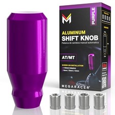 Premium Metallic Shift Knob - 4 Metal Threaded Adapters, Purple Short Cylinder