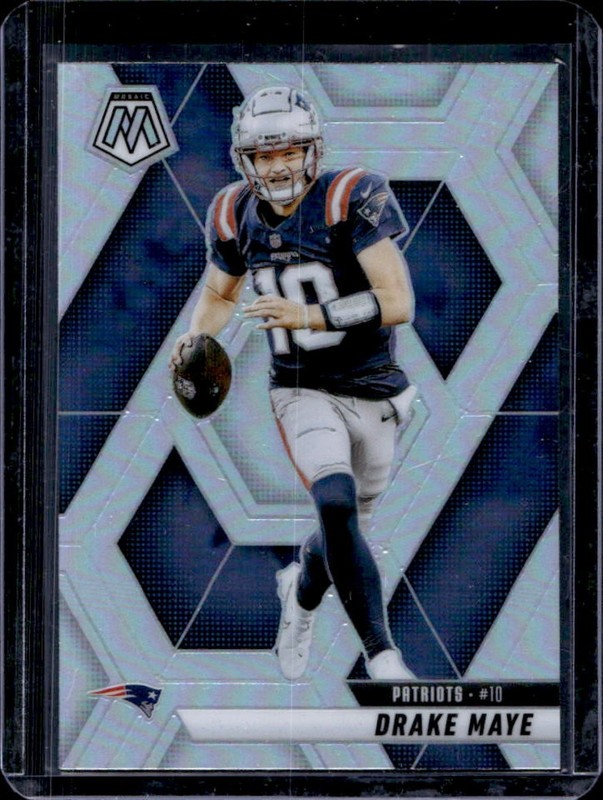 2025 Panini Mosaic Drake Maye Silver Prizm #28 Patriots
