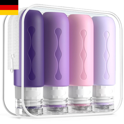 Gemice Silikon Reiseflaschen 90ml Set, 4 Stück auslaufsichere Reise Container