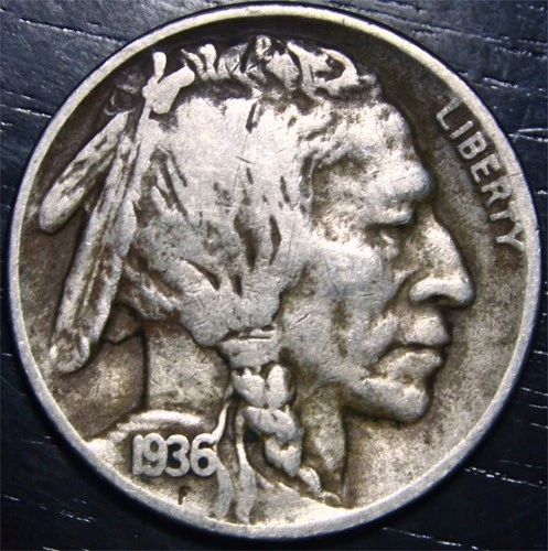 1936 D Buffalo Nickel 5c US Coin Denver Mint