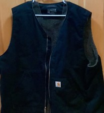 Carhartt Relaxed Fit Size 2XL Sherpa Line Canvas Duck Vest Black Full Zip
