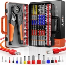 1300PCS AWG28-5 Ferrule Crimper Kit Ratchet Square Crimp Portable Case