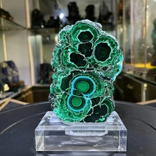 986g Natural silicon malachite quartz crystal Mineral specimen +stand