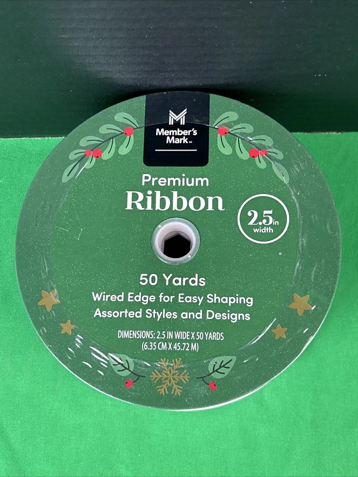 Member's Mark Premium Wired Edge Holiday Ribbon, 2.5" Wide x 50 Yards Garland - Image 2 of 3