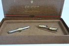Vintage GUCCI Cufflinks & Tie Clip Set GG Logo Gold/Silver-Tone w/ Box