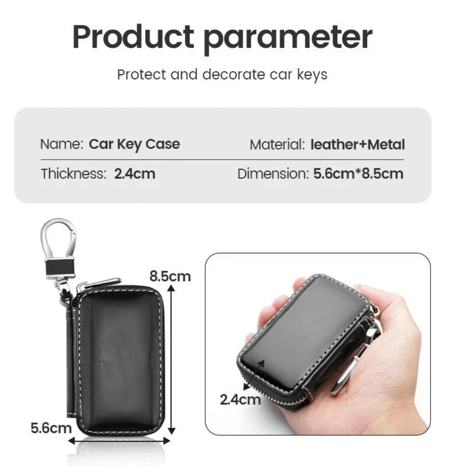 Funda de cuero de vaca para llave de coche llavero remoto llavero cubierta para Cadillac Foto 3 de 4