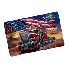 18 WHEELER SEMI TRUCKER DRIVER US FLAG Credit Debit Bank Card Skin Cover Sticker