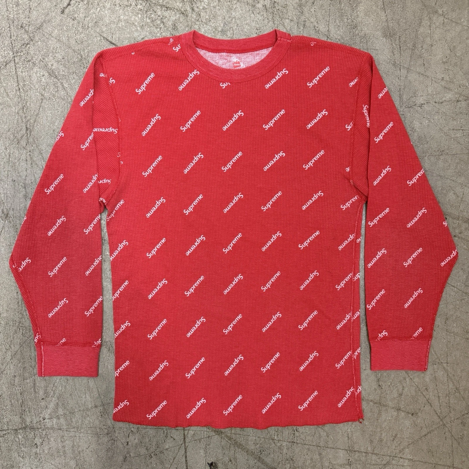 Chemise thermique Supreme x Hanes imprimé intégral manches longues rouge homme grande taille