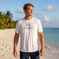 Hardcore Men s Short Sleeve Rash Guard Surf Shirt Relaxed Fit Swim Shirt with