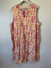 J. Jill Love Linen Floral Sleeveless Shift Dress Womens XL Pink Orange casual